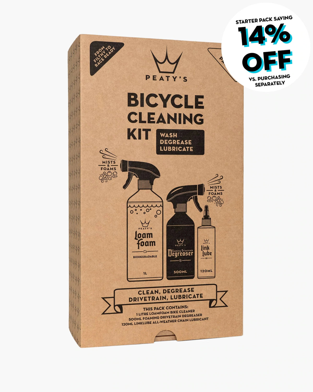 Peaty's Clean Degrease Lube Aloituspaketti