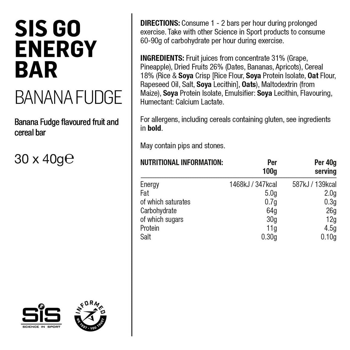 SIS GO Energy Banaani Furge Energiapatukka 40g