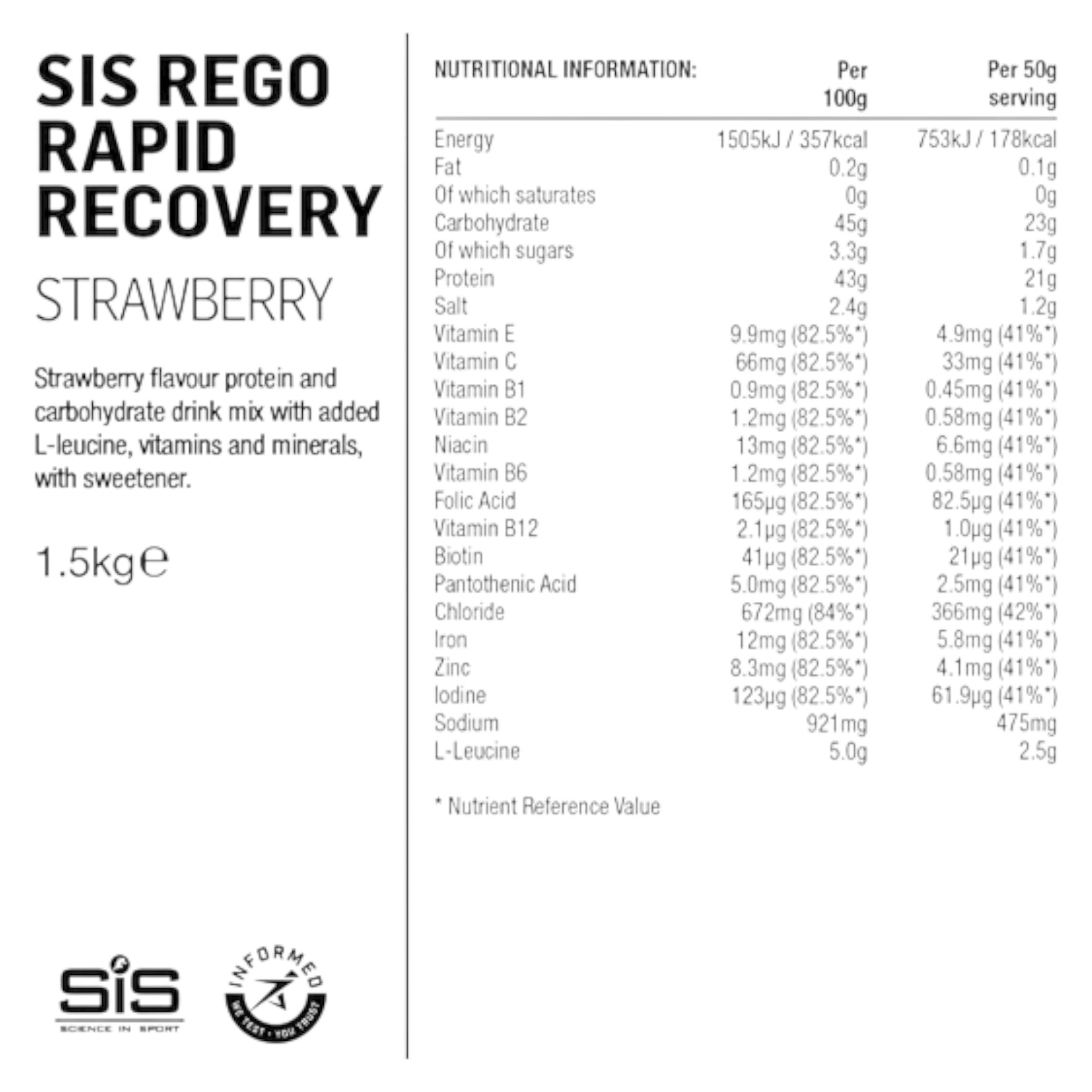 SIS Rego Rapid Recovery Juomajauhe 500g